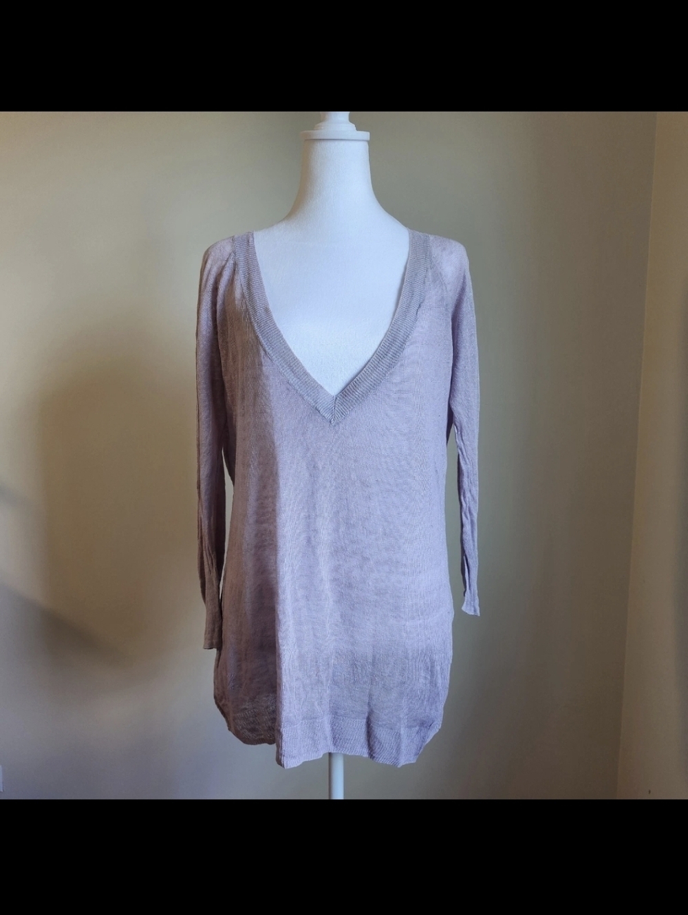 Zadig & Voltaire 100% Linen Coquette Dainty Academia Mauve Pink Micro Knit Top M